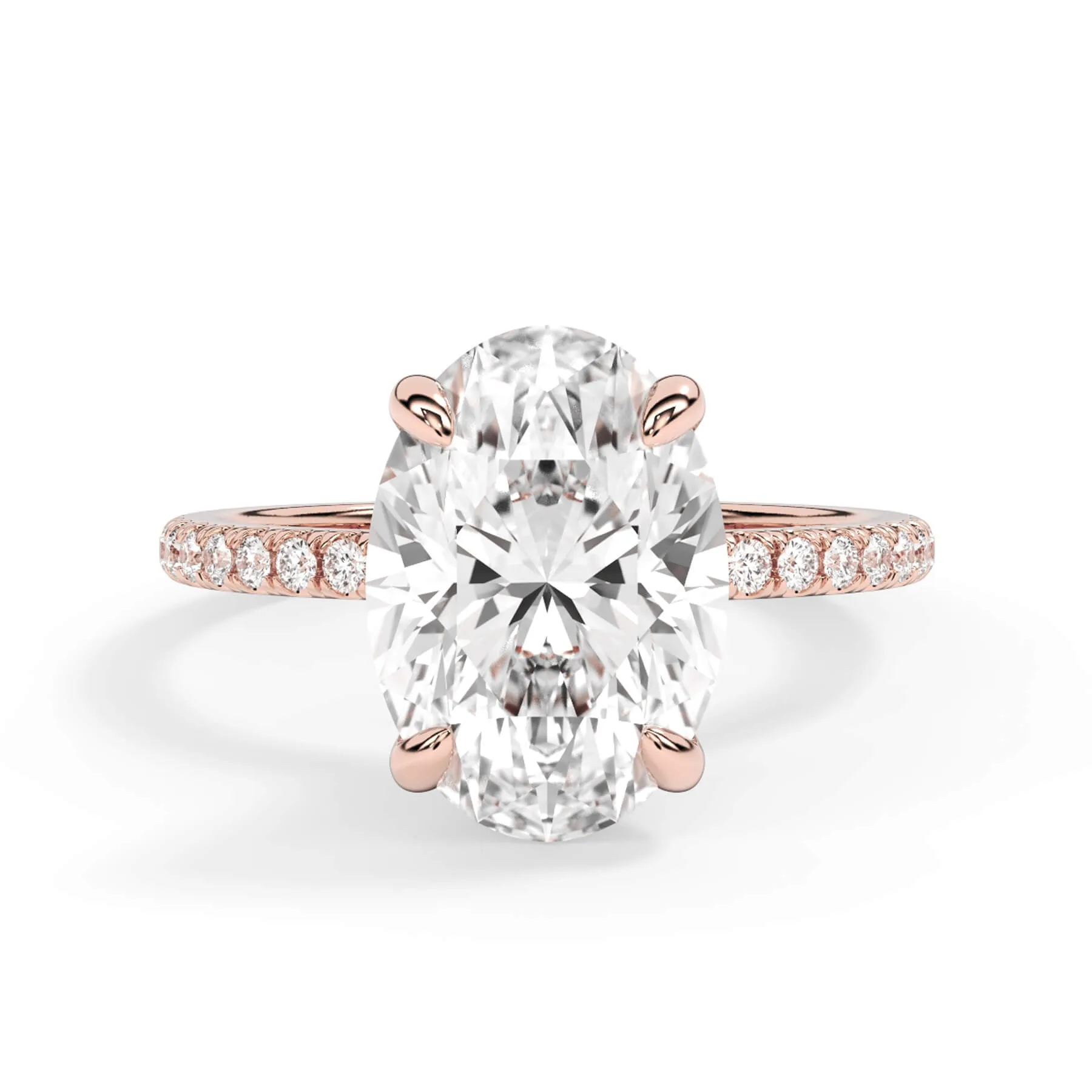 Under Halo with Diamond Shank Engagement Ring - Rose Gold Wrap