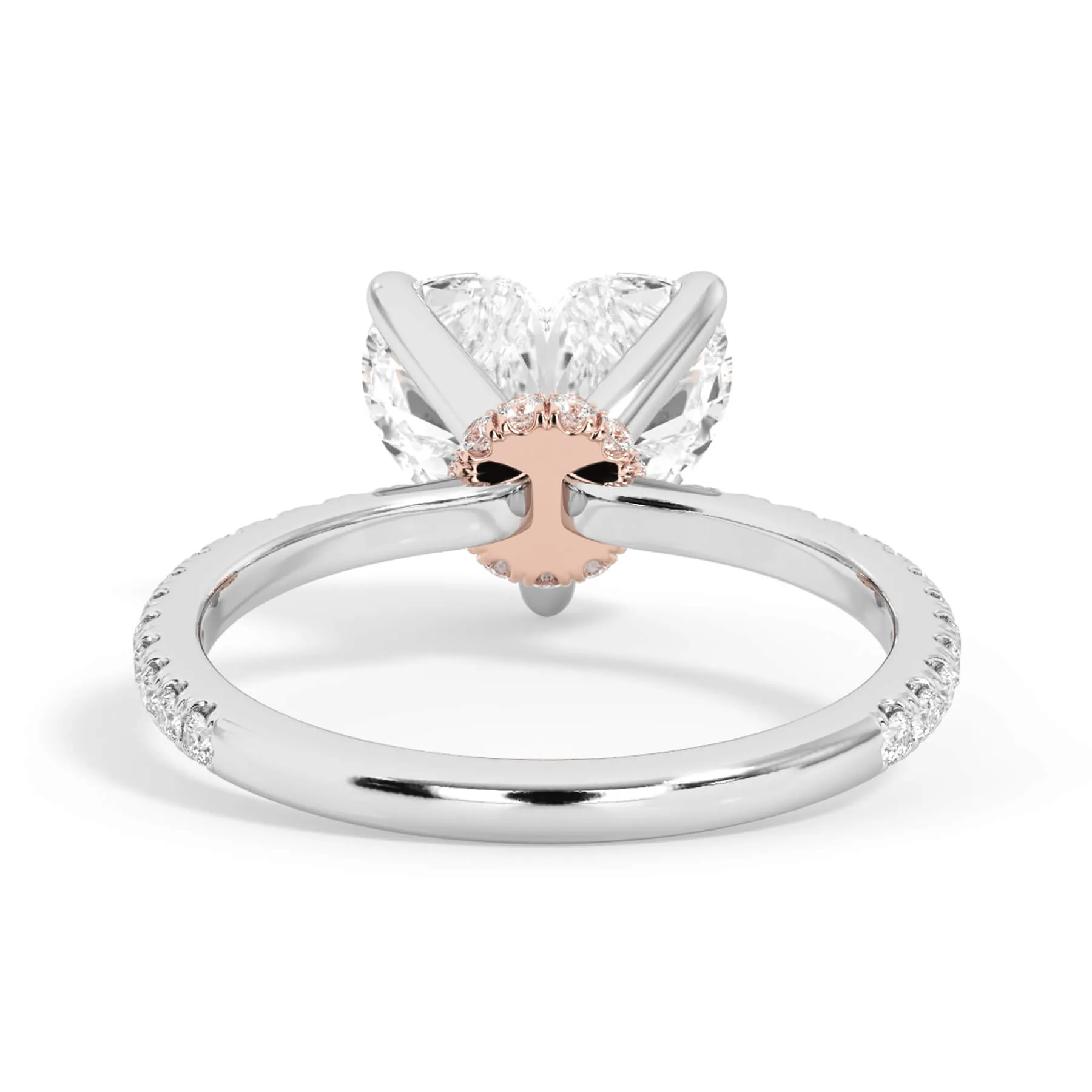 Under Halo with Diamond Shank Engagement Ring - Rose Gold Wrap