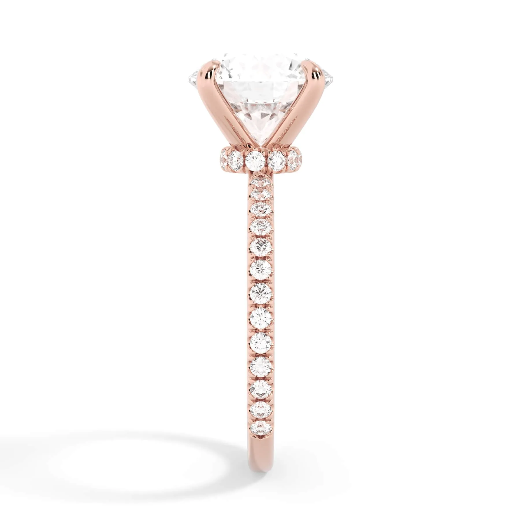 Under Halo with Diamond Shank Engagement Ring - Rose Gold Wrap