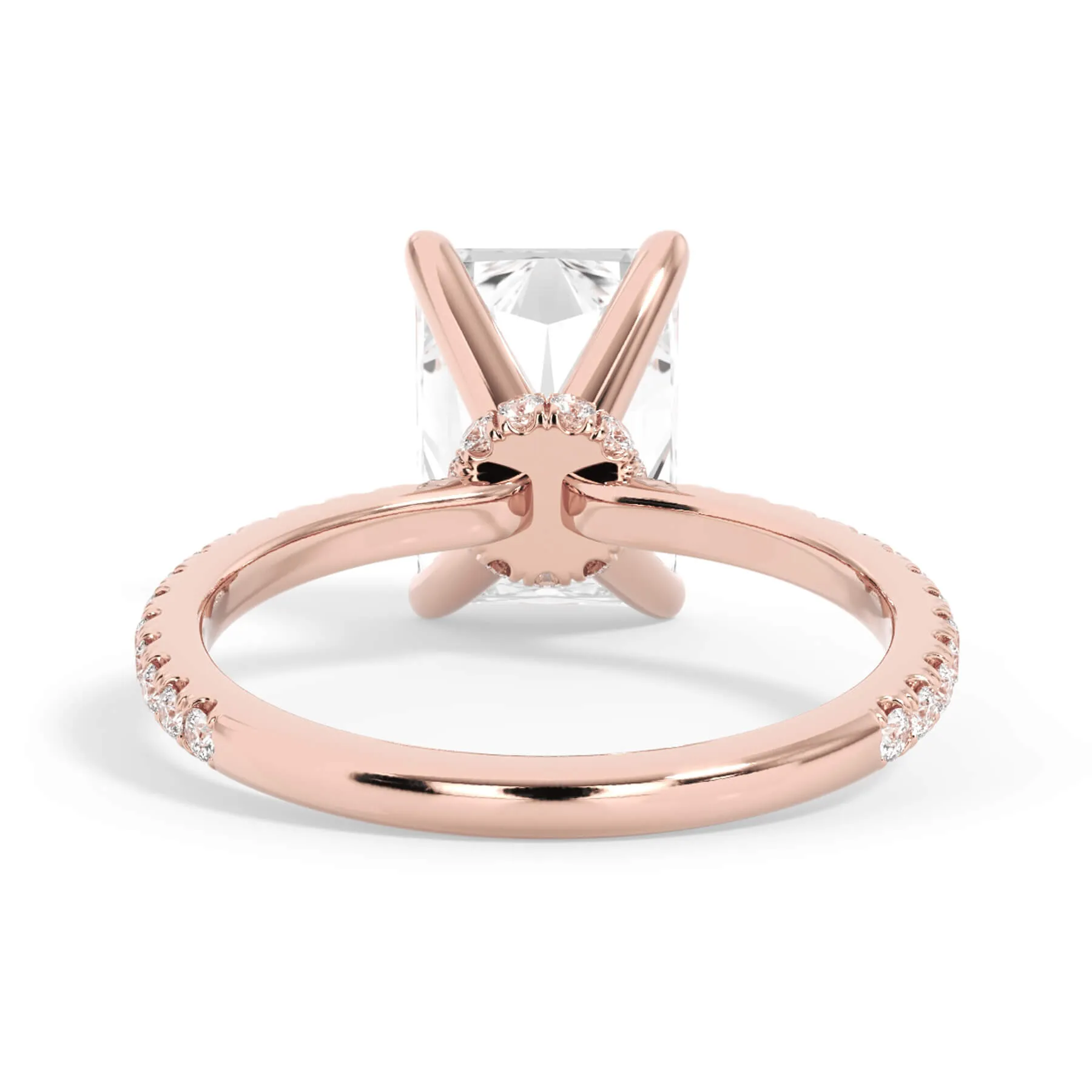 Under Halo with Diamond Shank Engagement Ring - Rose Gold Wrap