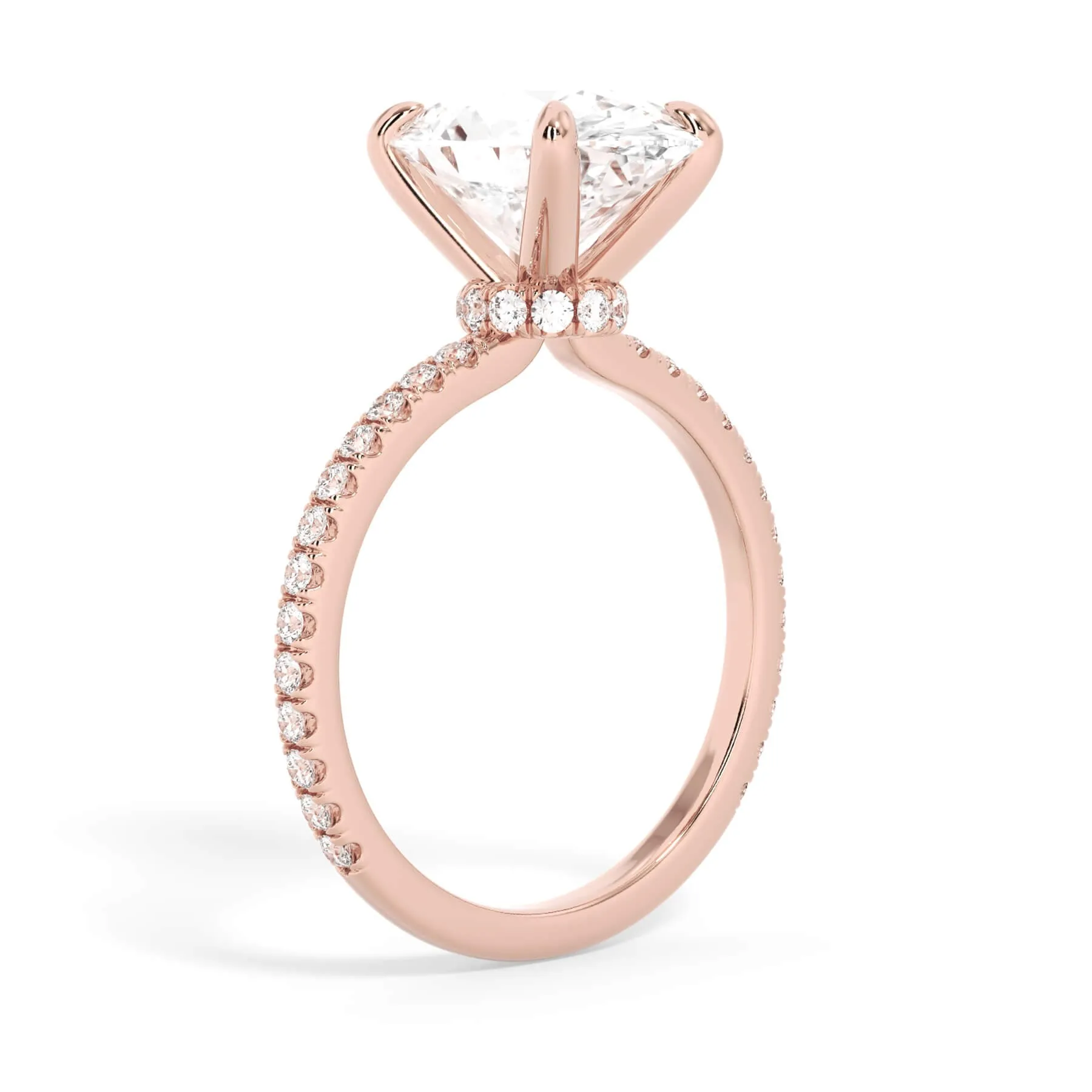 Under Halo with Diamond Shank Engagement Ring - Rose Gold Wrap