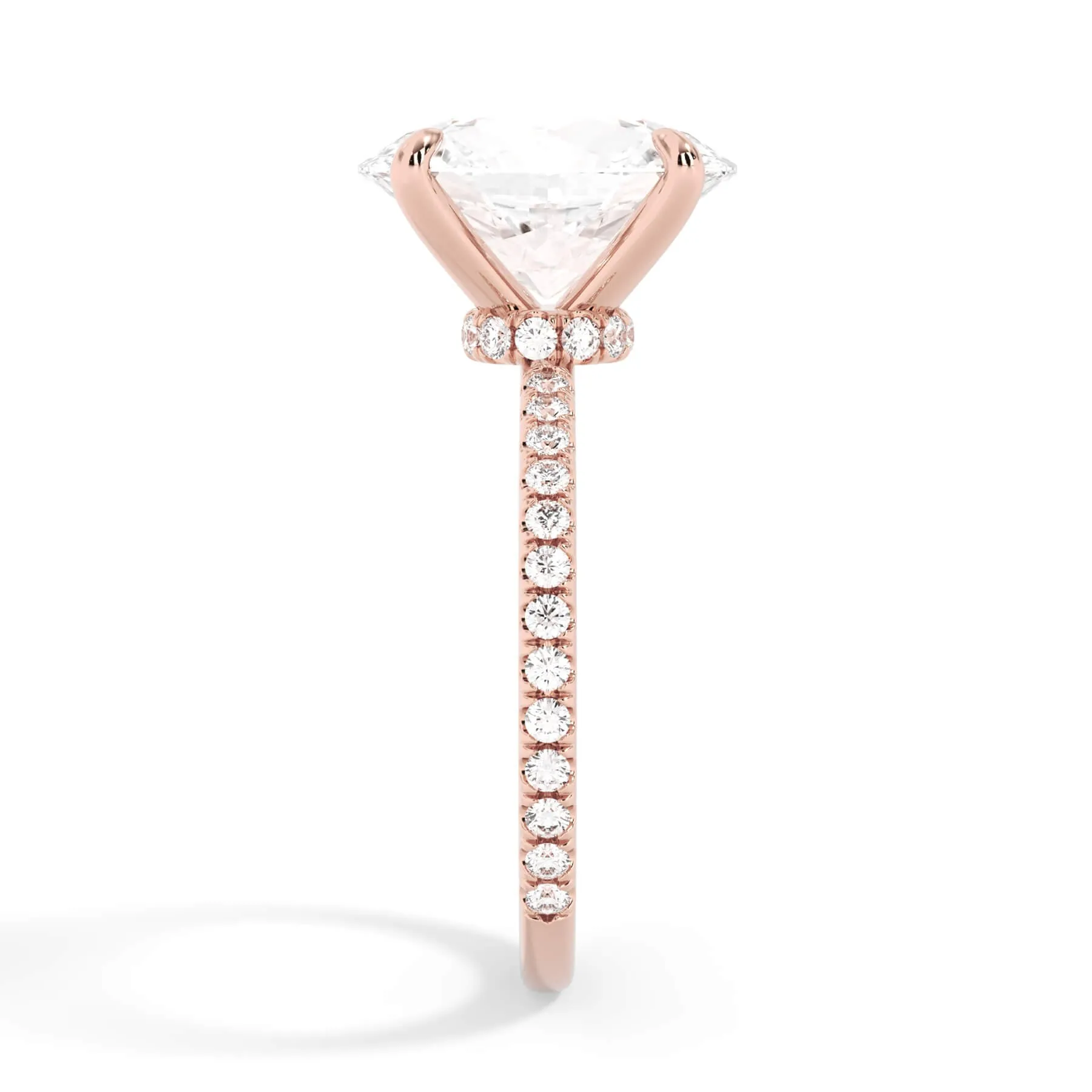 Under Halo with Diamond Shank Engagement Ring - Rose Gold Wrap