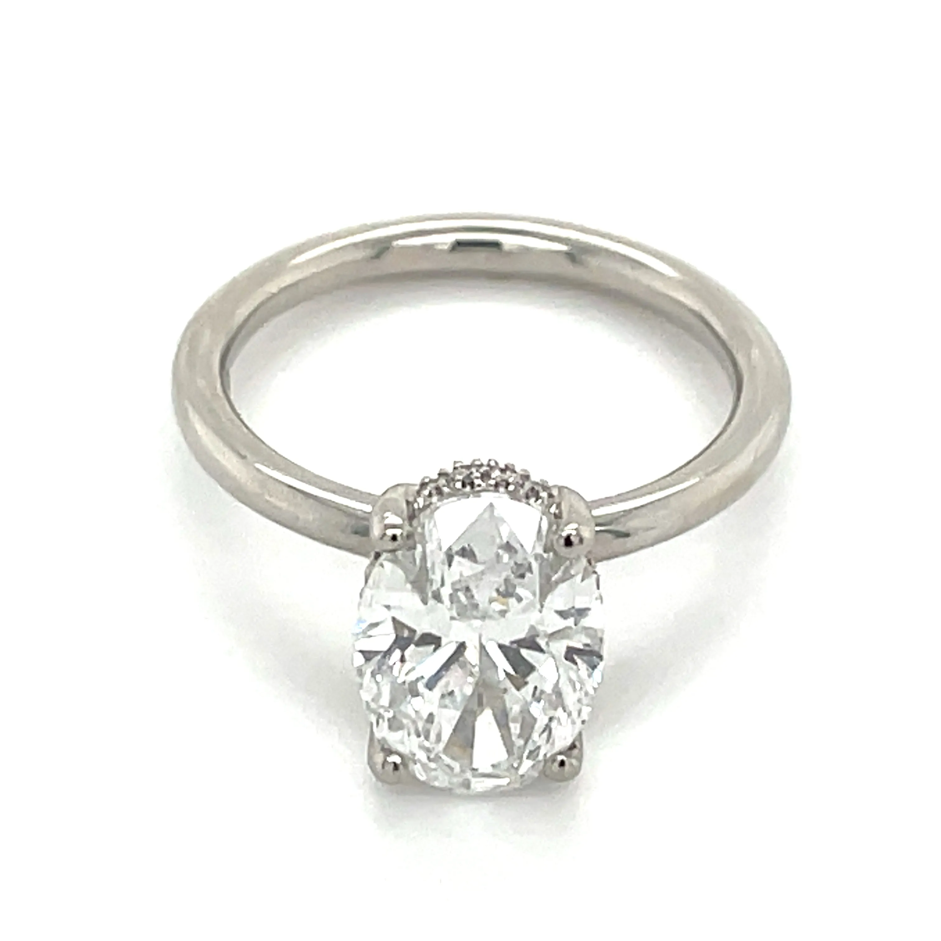 Verona - Platinum 2.71ct Laboratory Grown Oval Solitaire Engagement Ring With Hidden Halo