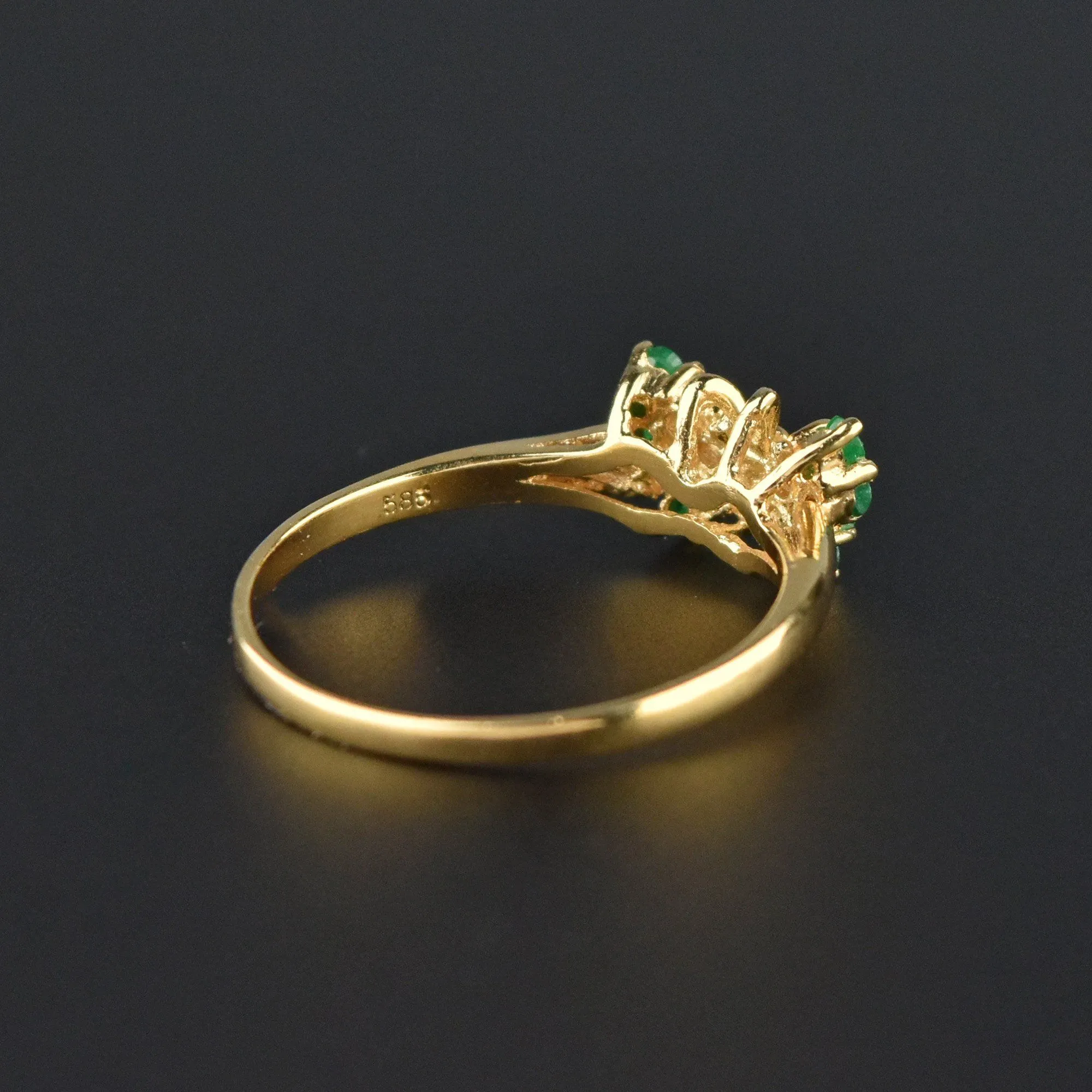 Vintage 14K Gold Emerald Diamond Butterfly Ring