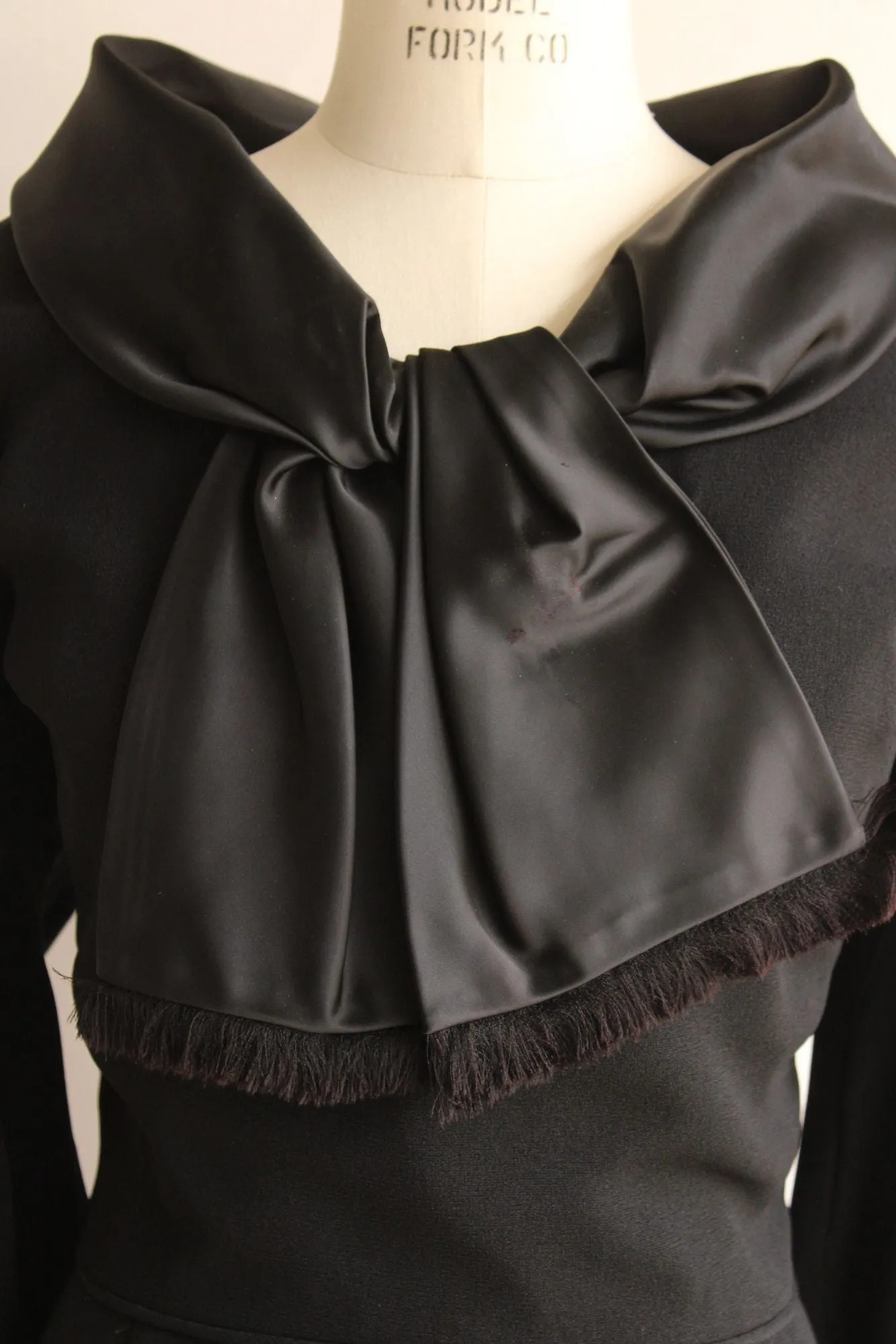 Vintage 1960s Black Dress With Scarf Collar