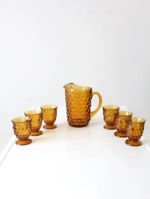 vintage amber glass tumblers and pitcher set