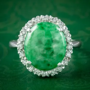 Vintage Jade Diamond Cluster Ring 7ct Jade