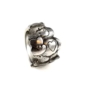 Vintage Tenderheart Care Bear Stainless Steel Spoon Ring - Size 8 & Larger