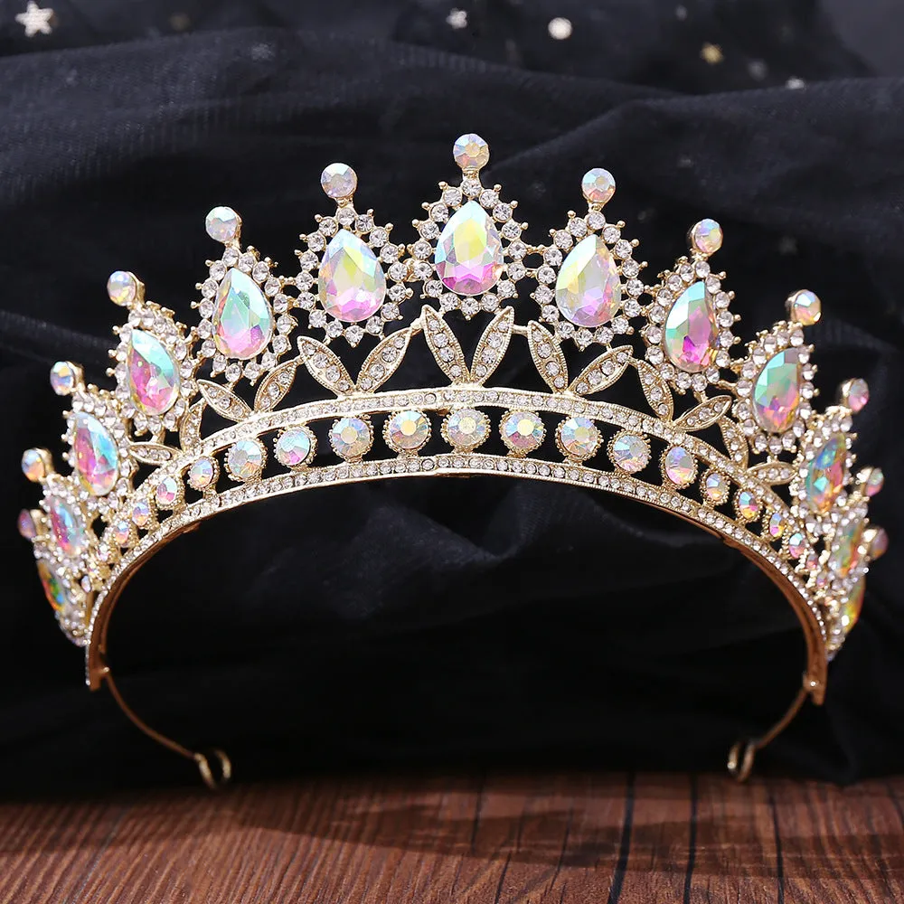 Wedding Headband AB Crystal Bridal Crowns and Tiaras Hair Jewelry Accessories Women Rhinestone Headwear Queen Diadem