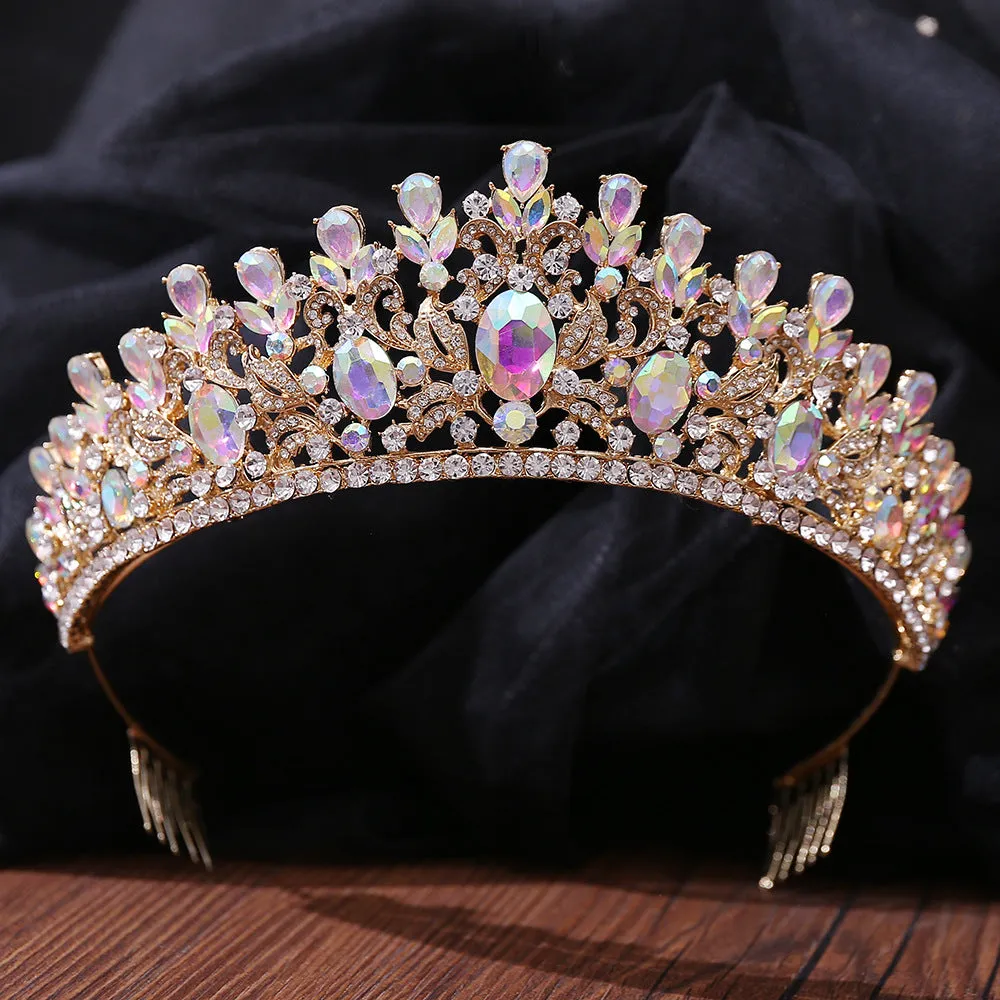 Wedding Headband AB Crystal Bridal Crowns and Tiaras Hair Jewelry Accessories Women Rhinestone Headwear Queen Diadem