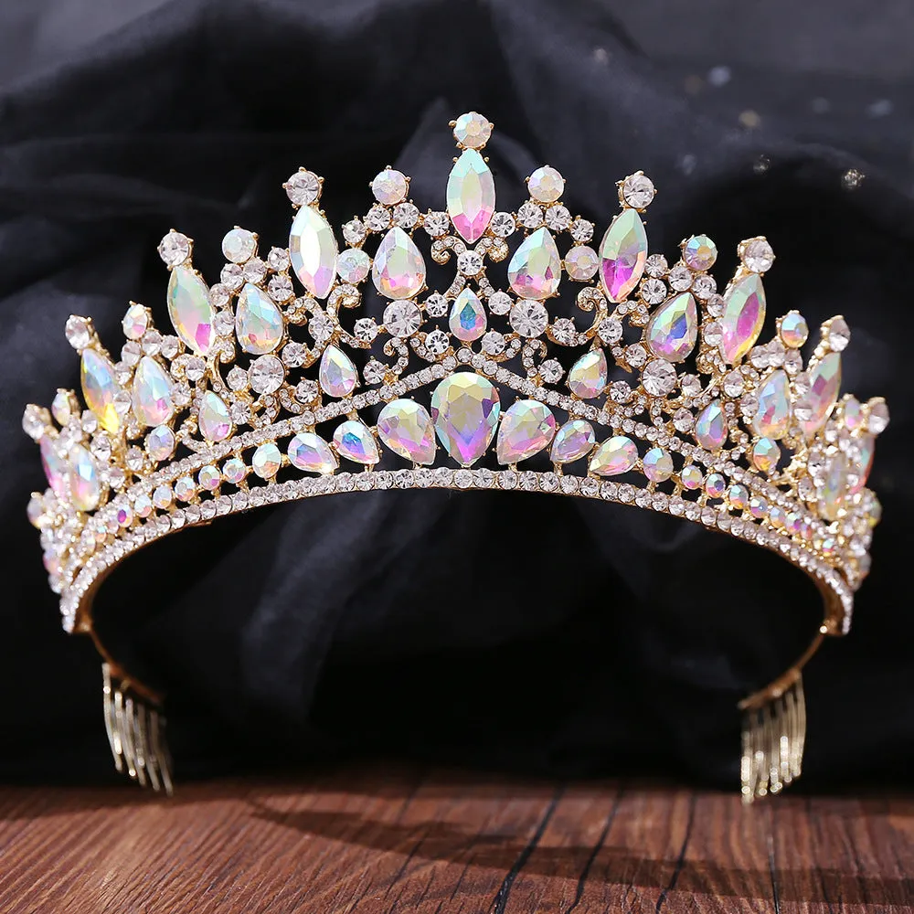 Wedding Headband AB Crystal Bridal Crowns and Tiaras Hair Jewelry Accessories Women Rhinestone Headwear Queen Diadem