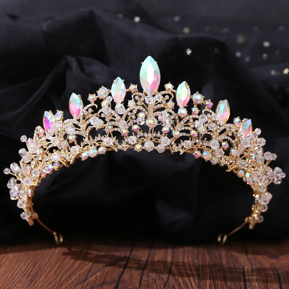 Wedding Headband AB Crystal Bridal Crowns and Tiaras Hair Jewelry Accessories Women Rhinestone Headwear Queen Diadem