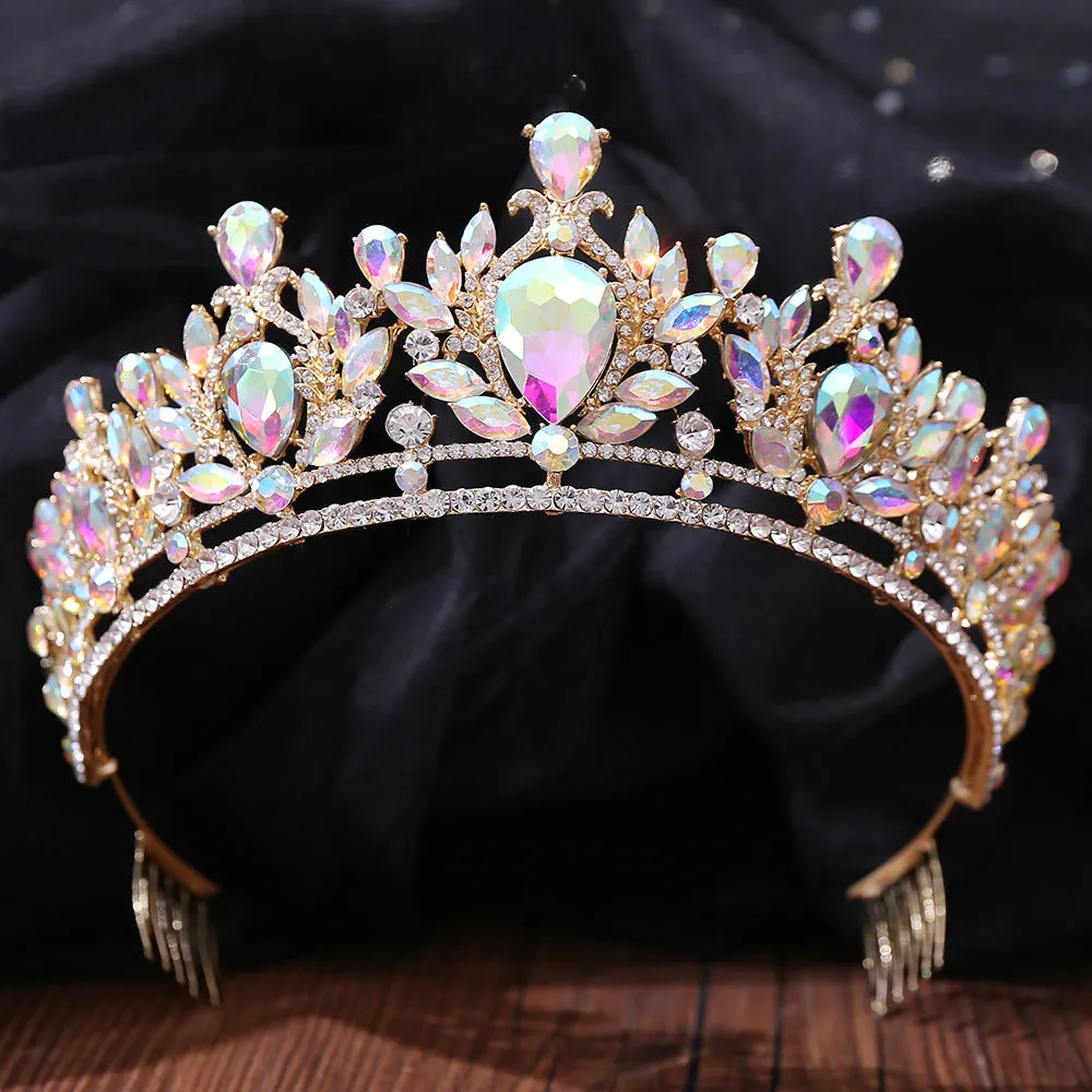 Wedding Headband AB Crystal Bridal Crowns and Tiaras Hair Jewelry Accessories Women Rhinestone Headwear Queen Diadem