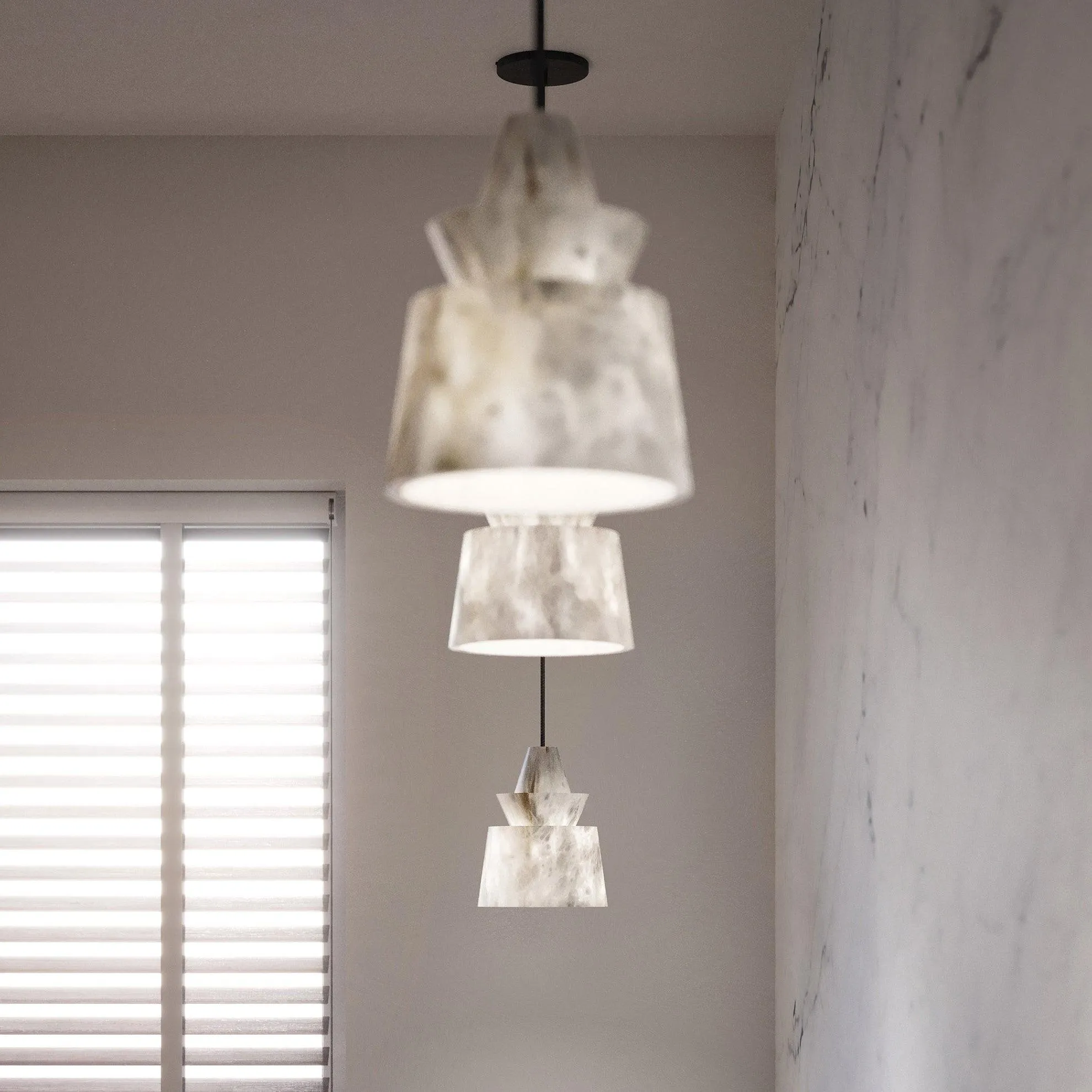 White Alabaster  Pendant Light