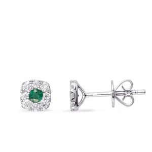 White Gold Diamond & Emerald Earring