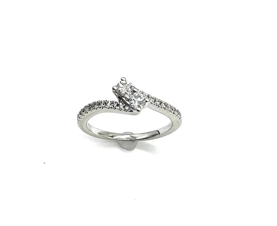 White Gold Ever Us Diamond Bypass Ring