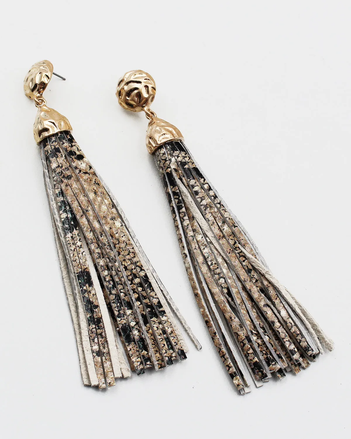 Wild Print Fringe Earrings